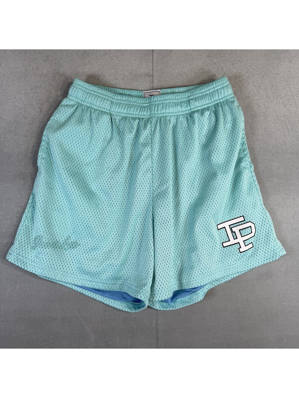 Inaka Power Shorts Mens Medium Blue Turquoise Mesh Athletic Training Logo 4.5"